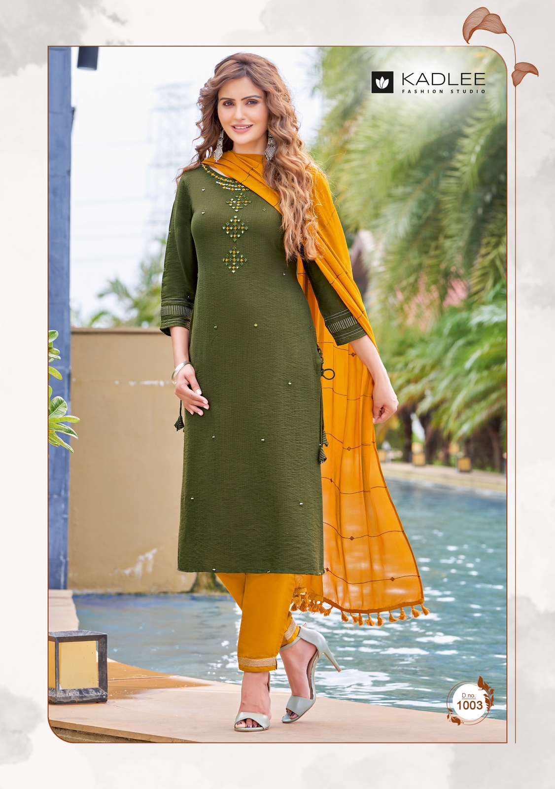 KADLEE-VINTAGE-KURTI WITH PENT AND DUPATTA 1003